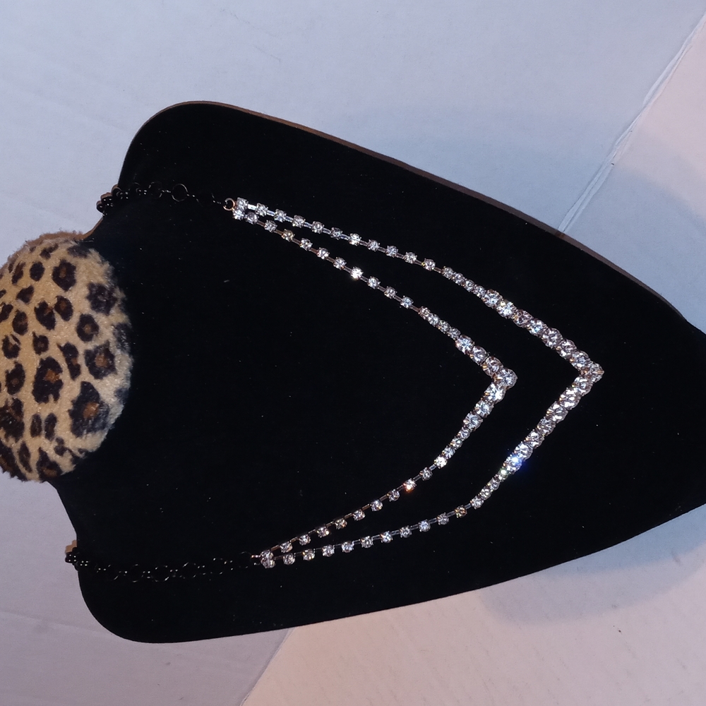 Suen Black and Silver tone Rhinestone Necklace